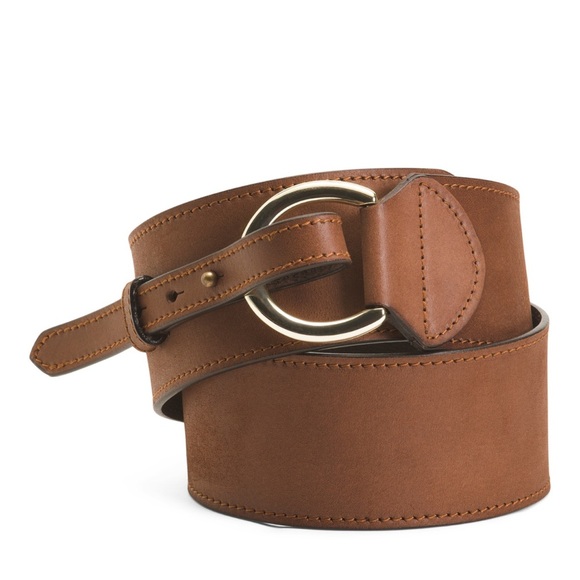 GENICCI Leather High Waist Round Buckle Belt